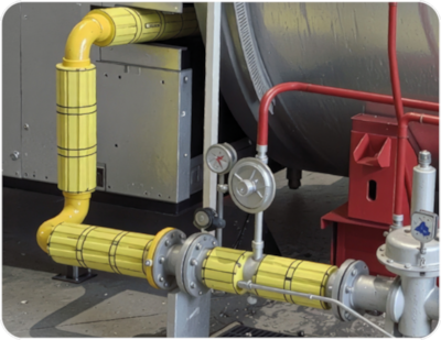 The Magnatech System installed around industrial fuel pipework